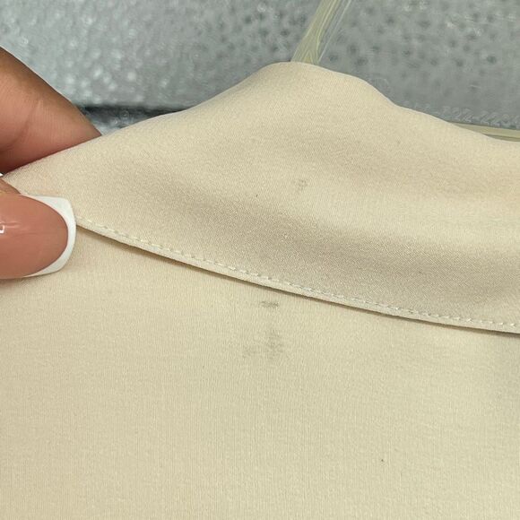 Diane Gilman Petite Women’s Cream 100% Silk Button Front Blouse Small Washable - Picture 13 of 14